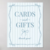 Blue Coquette Bow Pastel Kaarten en geschenken Tek Poster (Voorkant)