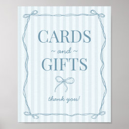 Blue Coquette Bow Pastel Kaarten en geschenken Tek Poster
