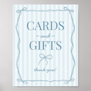Blue Coquette Bow Pastel Kaarten en geschenken Tek Poster