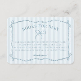 Blue Coquette Bow Pastel Shower Boeken voor Baby Informatiekaartje