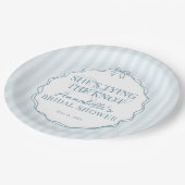 Blue Coquette Bow Pastel Vrijgezellenfeest Brunch Papieren Bordje (Gekanteld)