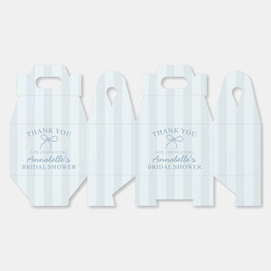 Blue Coquette Bow Pastel Vrijgezellenfeest Dessert Bedankdoosjes (Ongevouwen)