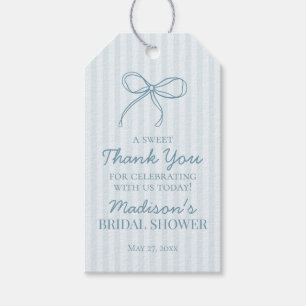 Blue Coquette Bow Pastel Vrijgezellenfeest Favorie Cadeaulabel