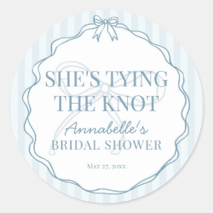 Blue Coquette Bow Pastel Vrijgezellenfeest Nodig S Ronde Sticker
