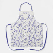 Blue Coquette Bow Pattern Aangepaste naam Schort (Voorkant)
