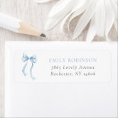 Blue Coquette Bow Return Address Etiket (Insitu)