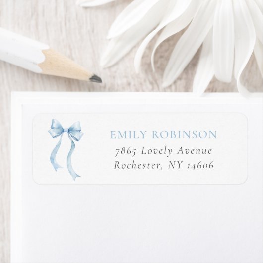 Blue Coquette Bow Return Address Etiket (Insitu)