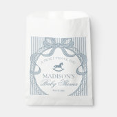 Blue Coquette Bow Rocking Hors Baby Shower Dessert Bedankzakje (Voorkant)