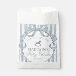 Blue Coquette Bow Rocking Hors Baby Shower Dessert Bedankzakje