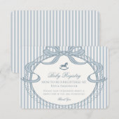 Blue Coquette Bow Rocking Horse Baby Registry Informatiekaartje (Voorkant / Achterkant)