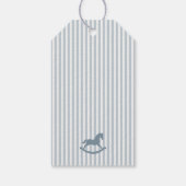 Blue Coquette Bow Rocking Horse Baby Shower Favors Cadeaulabel (Achterkant)