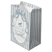Blue Coquette Bow Rocking Horse Baby Shower Favors Medium Cadeauzakje (Achterkant Gekanteld)