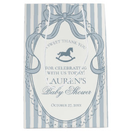 Blue Coquette Bow Rocking Horse Baby Shower Favors Medium Cadeauzakje