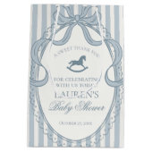 Blue Coquette Bow Rocking Horse Baby Shower Favors Medium Cadeauzakje (Achterkant)