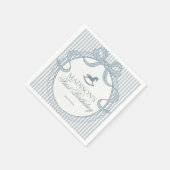 Blue Coquette Bow Rocking Horse Birthday Dessert Servet (Hoek)