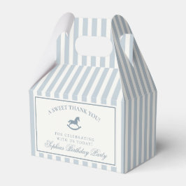 Blue Coquette Bow Rocking Horse Birthday Favor Box Bedankdoosjes
