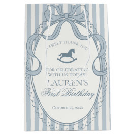 Blue Coquette Bow Rocking Horse Birthday Favors Medium Cadeauzakje