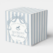 Blue Coquette Bow Rocking Horse Birthday Party Bedankdoosjes (Achterkant)