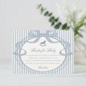 Blue Coquette Bow Rocking Horse Books for Baby Informatiekaartje (Staand voorkant)