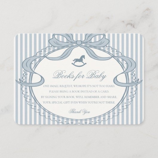 Blue Coquette Bow Rocking Horse Books for Baby Informatiekaartje (Voorkant)