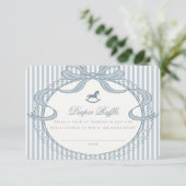 Blue Coquette Bow Rocking Horse Diaper Raffle Card Informatiekaartje (Staand voorkant)