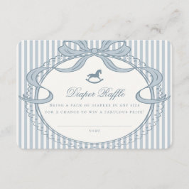 Blue Coquette Bow Rocking Horse Diaper Raffle Card Informatiekaartje