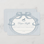 Blue Coquette Bow Rocking Horse Diaper Raffle Card Informatiekaartje (Voorkant / Achterkant)