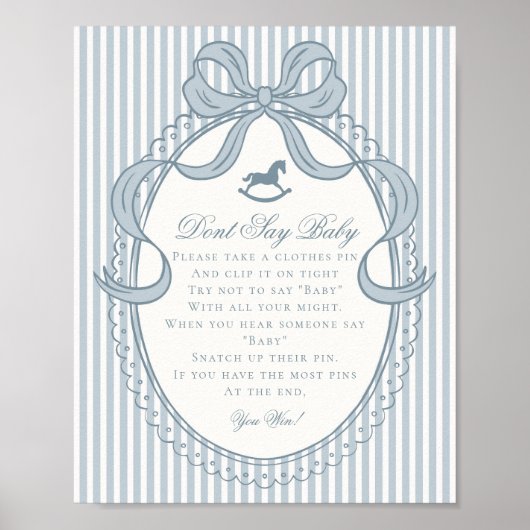Blue Coquette Bow Rocking Horse Dont Say Baby Poster (Voorkant)