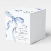 Blue Coquette Bow Sweet 16 Verjaardag Party Gift Bedankdoosjes (Voorkant Zijde)