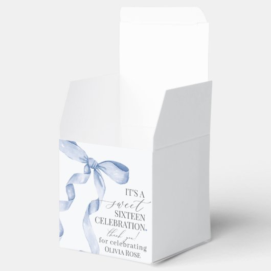 Blue Coquette Bow Sweet 16 Verjaardag Party Gift Bedankdoosjes (Geopend)