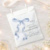 Blue Coquette Bow Sweet 16 Verjaardagsfeest Desser Bedankzakje (Geknipt)