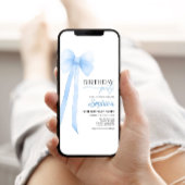 Blue Coquette Bow Verjaardag Uitnodiging