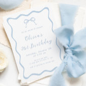 Blue Coquette Bow Verjaardagsfeestje Volwassene Kaart