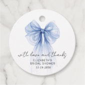 Blue Coquette Bow Vrijgezellenfeest Bedankt Bedankjes Labels (Voorkant)