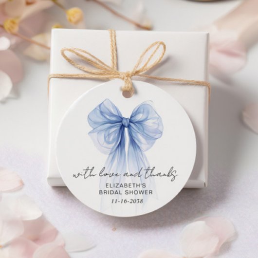 Blue Coquette Bow Vrijgezellenfeest Bedankt Bedankjes Labels