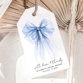 Blue Coquette Bow Vrijgezellenfeest Bedankt Cadeaulabel