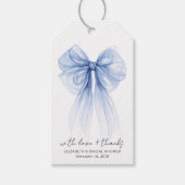 Blue Coquette Bow Vrijgezellenfeest Bedankt Cadeaulabel (Voorkant)