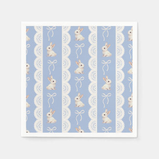 Blue Coquette Bow Watercolor Bunny Paper Napkin Servet