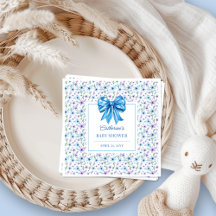 Blue Coquette Bow Wildflower Floral Baby shower
