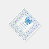 Blue Coquette Bow Wildflower Floral Baby shower Servet (Hoek)