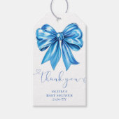 Blue Coquette Bow Wildflowers Baby shower Favoriet Cadeaulabel (Voorkant)