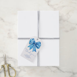 Blue Coquette Bow Wildflowers Baby shower Favoriet Cadeaulabel