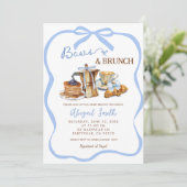 Blue coquette bows and brunch baby shower kaart (Staand voorkant)