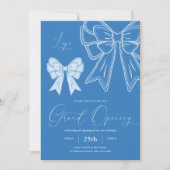 Blue Coquette Bows Elegant Grand Opening Business Kaart (Voorkant)