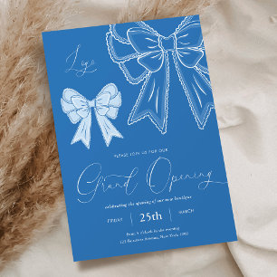 Blue Coquette Bows Elegant Grand Opening Business Kaart