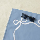 Blue Coquette Bows Strandlaken, Aangepaste naam Strandlaken (In situ)
