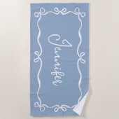 Blue Coquette Bows Strandlaken, Aangepaste naam Strandlaken (Voorkant)