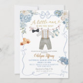 Blue Coquette Boy Babykleding Baby shower Kaart (Voorkant)