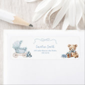Blue Coquette Carriage Baby Shower Address Label (Insitu)