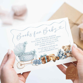 Blue Coquette Carriage Baby Shower Books for Baby Informatiekaartje
